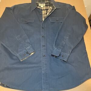 VINTAGE LL Bean Jacket Mens XL Tall Blue Canvas Chore Field Coat Plaid Lined